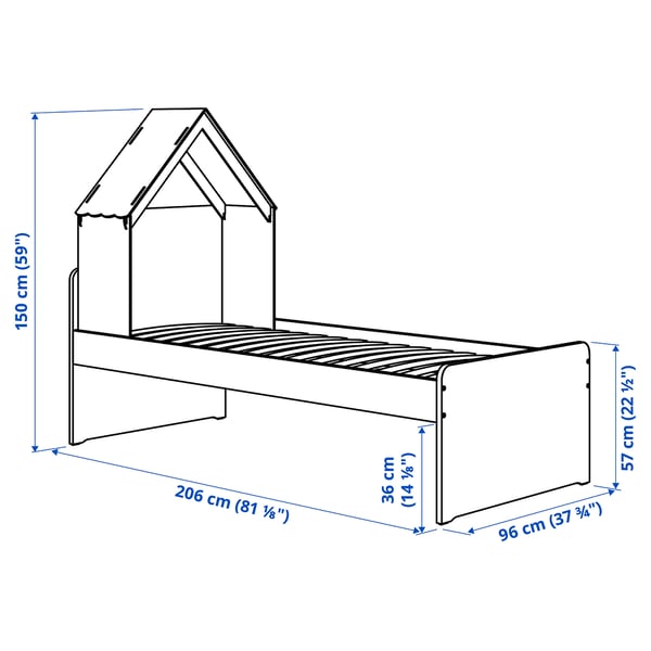 SLÄKT - SLÄKT Bed frame, incl bed accessory/grey, 90x200 cm