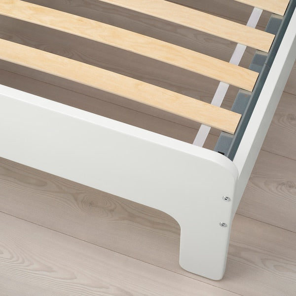 SLÄKT - Ext bed frame with slatted bed base, white/birch, 80x200 cm