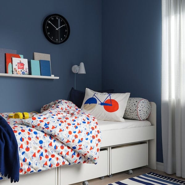 Ikea SLÄKT - Bed frame with 3 storage boxes, white, 90x200 cm