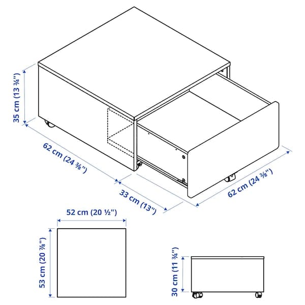 Ikea SLÄKT - Bed frame with 3 storage boxes, white, 90x200 cm