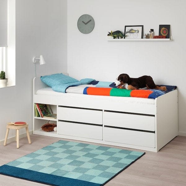 Ikea SLÄKT - Bed frame with drawers, white, 90x200 cm