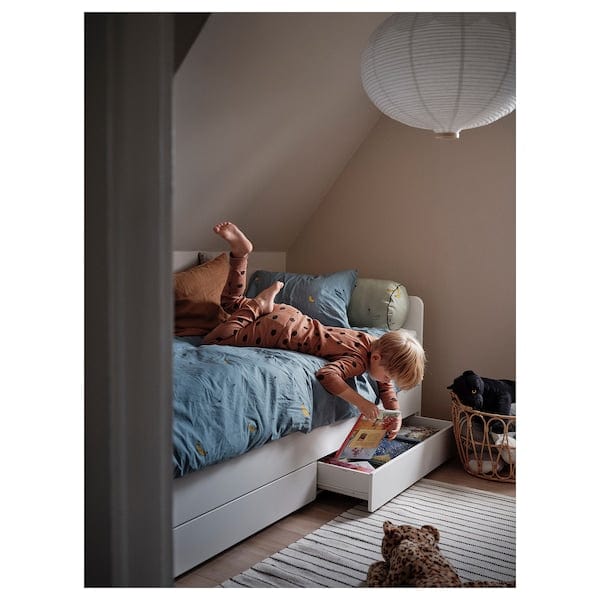 Ikea SLÄKT - Bed frame with underbed and storage, white, 90x200 cm