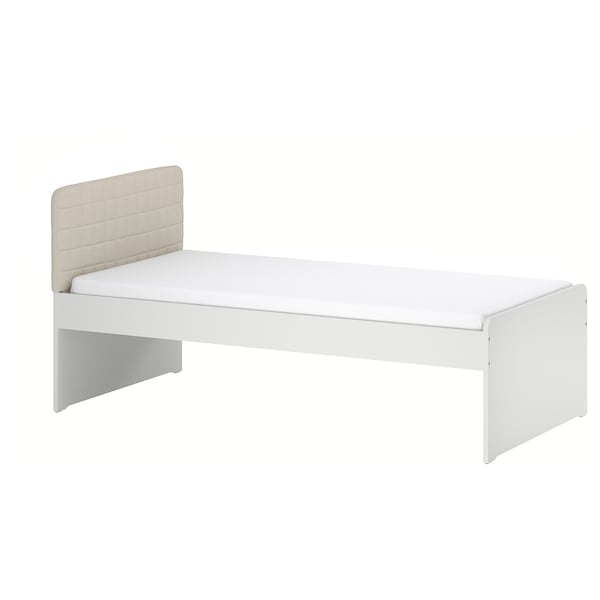 SLÄKT - Bed frame, including headboard/Vissle beige,90x200 cm