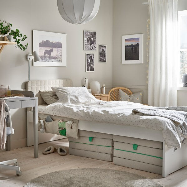 SLÄKT headboard with cover, Vissle beige, 90x95 cm