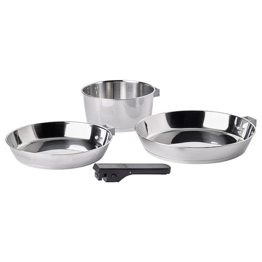 Ikea SLÄTROCKA - Cookware kit with detachable handle, stainless steel