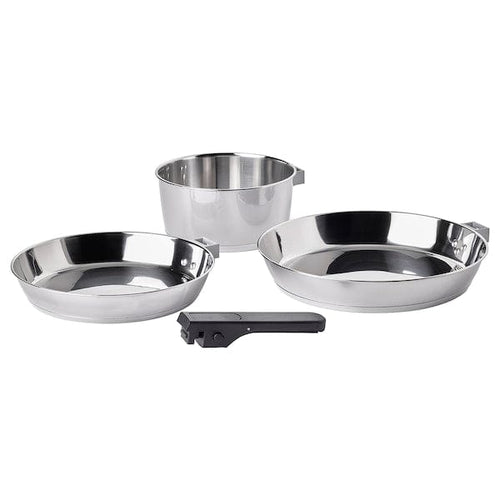 SLÄTROCKA cookware kit with detachable handle, stainless steel