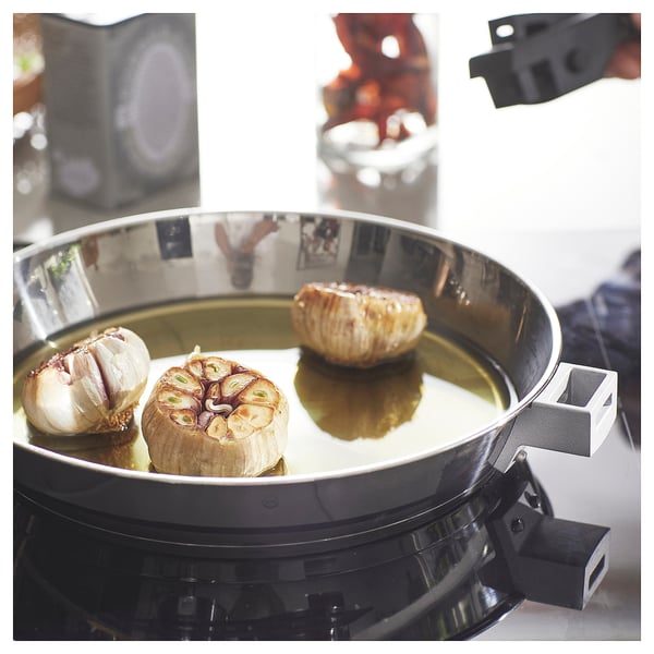 SLÄTROCKA - Cookware kit with detachable handle, stainless steel