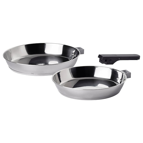 SLÄTROCKA - Cookware with removable handle, stainless steel pan