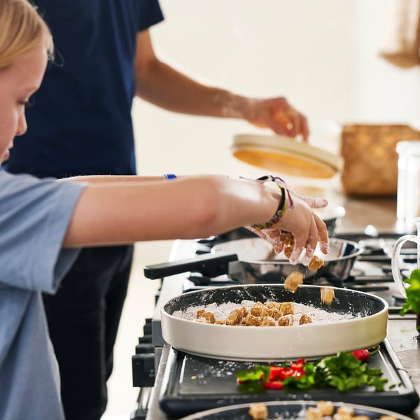 SLÄTROCKA cookware kit with detachable handle, frying pan stainless steel