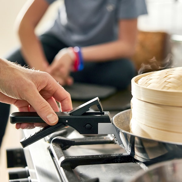 SLÄTROCKA - Cookware with removable handle, stainless steel pan