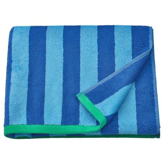 Ikea SLÅNHÖSTMAL - Bath towel, bright blue/light blue striped, 70x140 cm