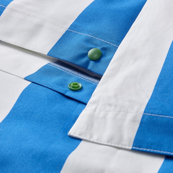 SLÅNHÖSTMAL - SLÅNHÖSTMAL Duvet cover and 2 pillowcases, blue/white/striped, 240x220/50x80 cm