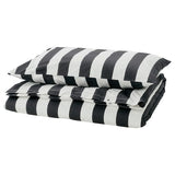 SLÅNHÖSTMAL duvet cover and pillowcase, black/white/striped, 150x200/50x80 cm