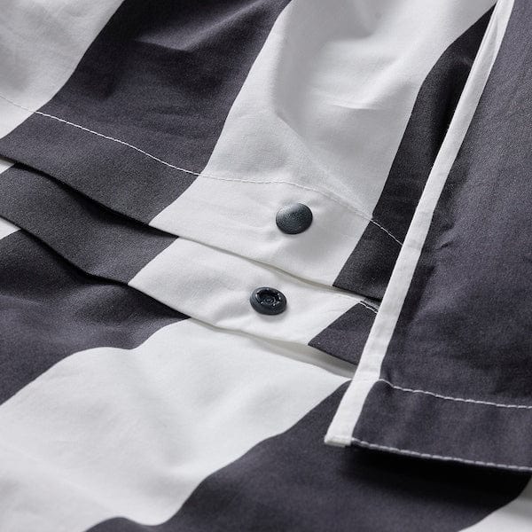 Ikea SLÅNHÖSTMAL - Duvet cover and pillowcase, black/white/striped, 150x200/50x80 cm