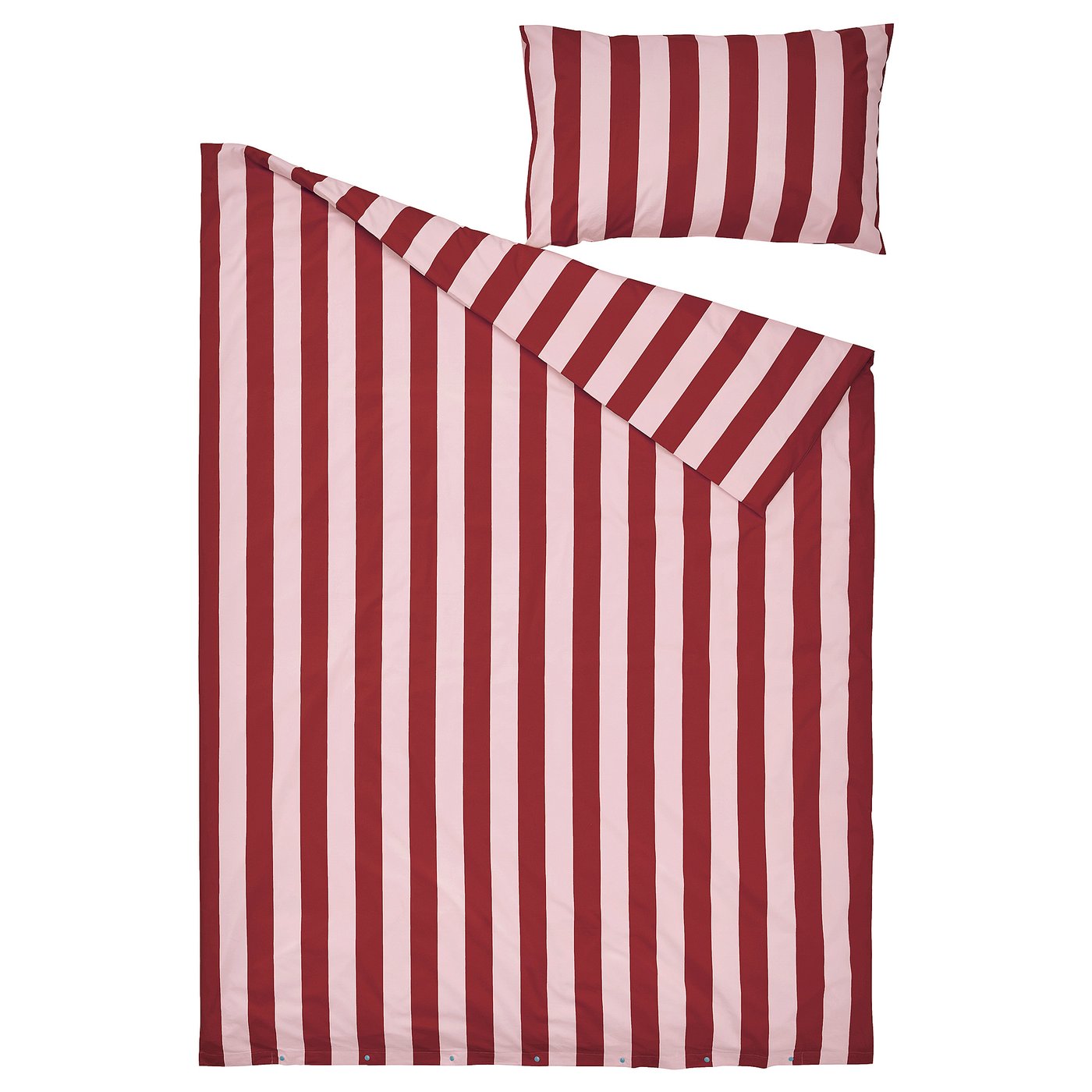 SLÅNHÖSTMAL duvet cover and pillowcase, light pink dark red/stripe, 150x200/50x80 cm