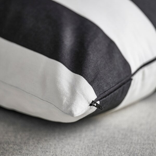 SLÅNHÖSTMAL - Cushion cover, black white/stripe pattern, 50x50 cm