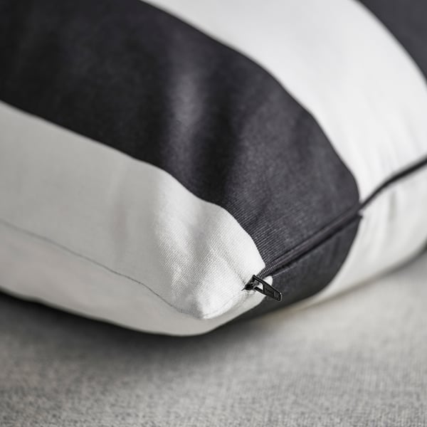 SLÅNHÖSTMAL cushion cover, black white/stripe pattern, 50x50 cm
