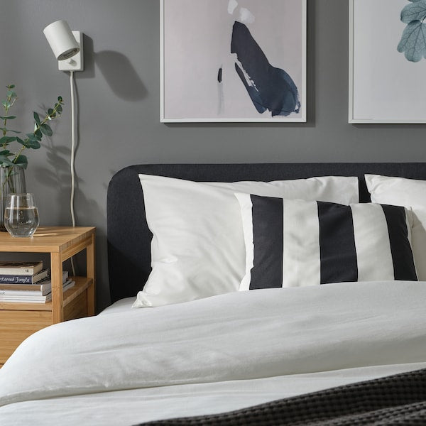 SLÅNHÖSTMAL - Cushion cover, black white/stripe pattern, 50x50 cm