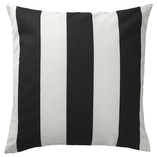SLÅNHÖSTMAL - Cushion cover, black white/stripe pattern, 50x50 cm