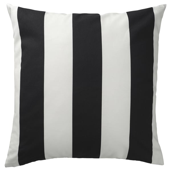 SLÅNHÖSTMAL cushion cover, black white/stripe pattern, 50x50 cm