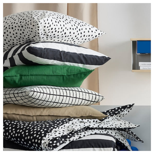 SLÅNHÖSTMAL cushion cover, black white/stripe pattern, 50x50 cm