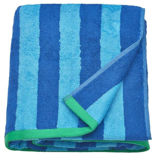 Ikea SLÅNHÖSTMAL - Bath sheet, bright blue/light blue striped, 100x150 cm