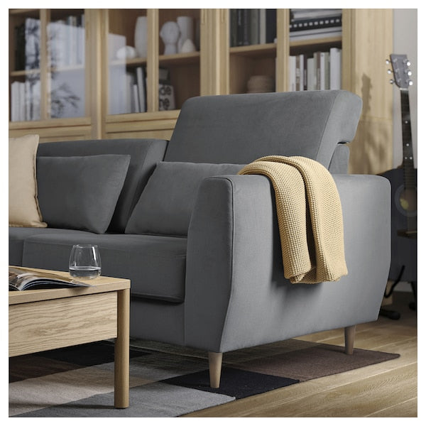 SLATORP 2-seat sofa, Hakebo dark grey, 176x75x95 cm