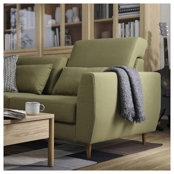 SLATORP 2-seat sofa, Vissle yellow-green, 176x60x95 cm