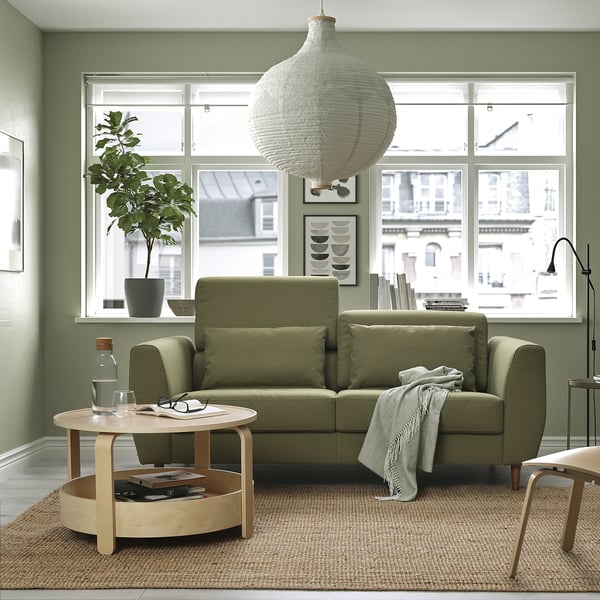 SLATORP - 2-seater sofa, lime green Vissle