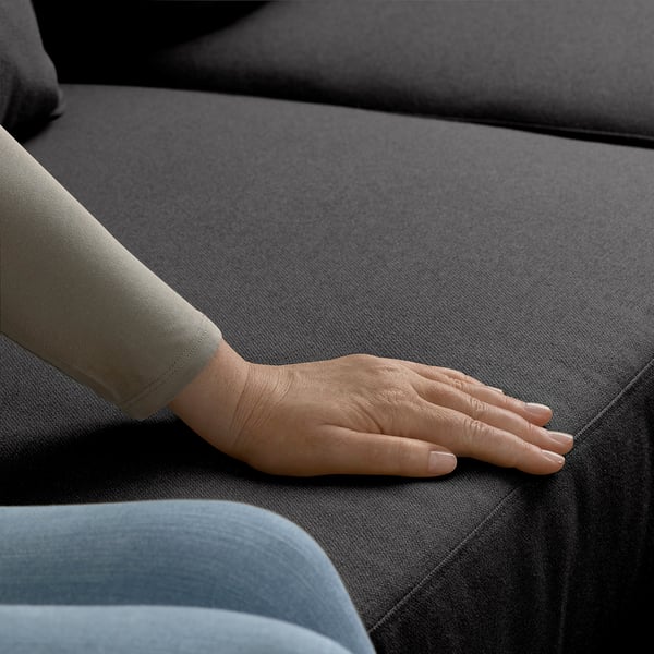 SLATORP 3-seat sofa, with chaise longue, right dark grey