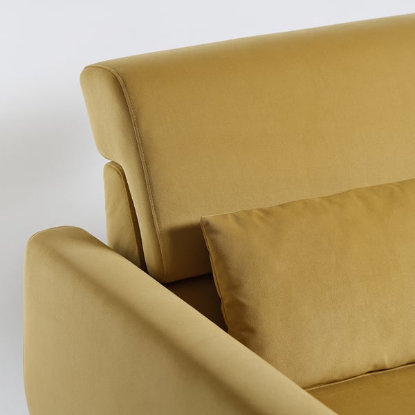 SLATORP 3-seat sofa with chaise longue, Hakebo yellow-brown, 256x75x95 cm