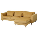 SLATORP 3-seat sofa with chaise longue, Hakebo yellow-brown, 256x75x95 cm