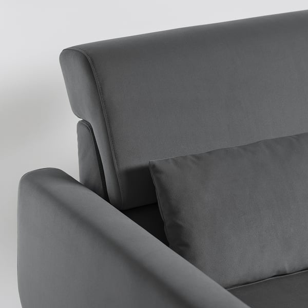 SLATORP - 3-seater sofa with chaise-longue, Hakebo dark gray