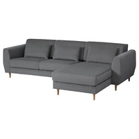 SLATORP 3-seat sofa with chaise longue, Hakebo dark grey, 256x75x95 cm