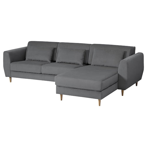 SLATORP - 3-seater sofa with chaise-longue, Hakebo dark gray