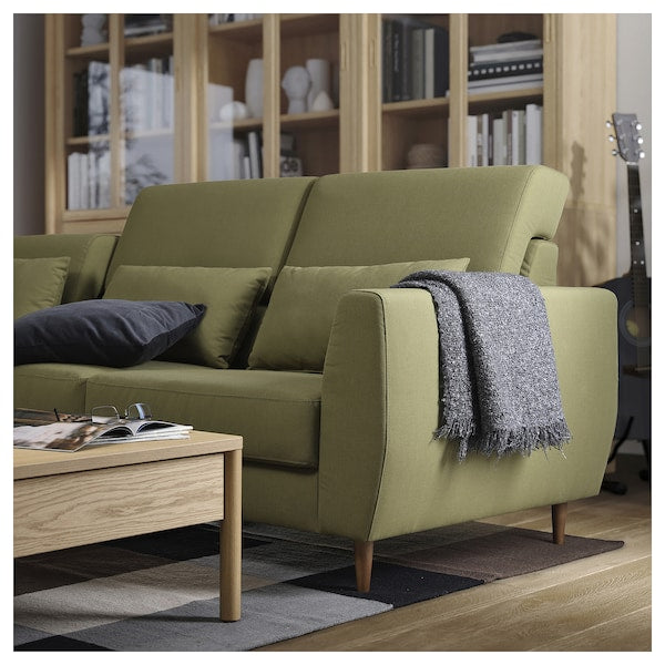 SLATORP - 3-seater sofa with chaise-longue, lime green Vissle