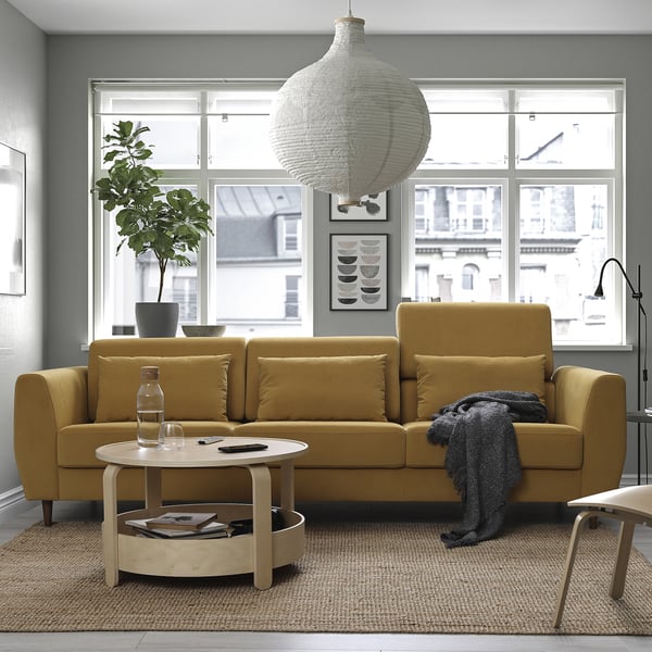 SLATORP 3-seat sofa, Hakebo yellow-brown, 246x75x95 cm