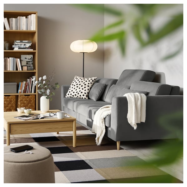 SLATORP 3-seat sofa, Hakebo dark grey, 246x60x95 cm