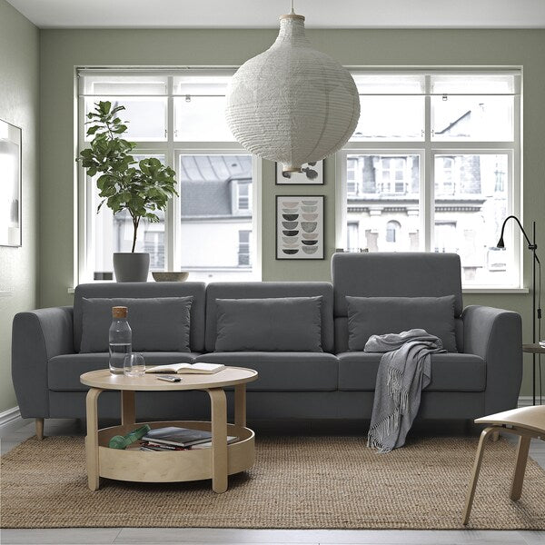 SLATORP 3-seat sofa, Hakebo dark grey, 246x75x95 cm