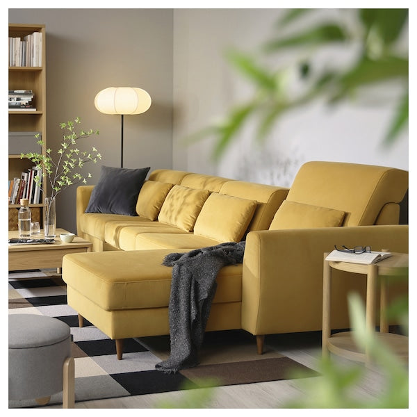 SLATORP 4-seat sofa with chaise longue, Hakebo yellow-brown, 326x75x95 cm