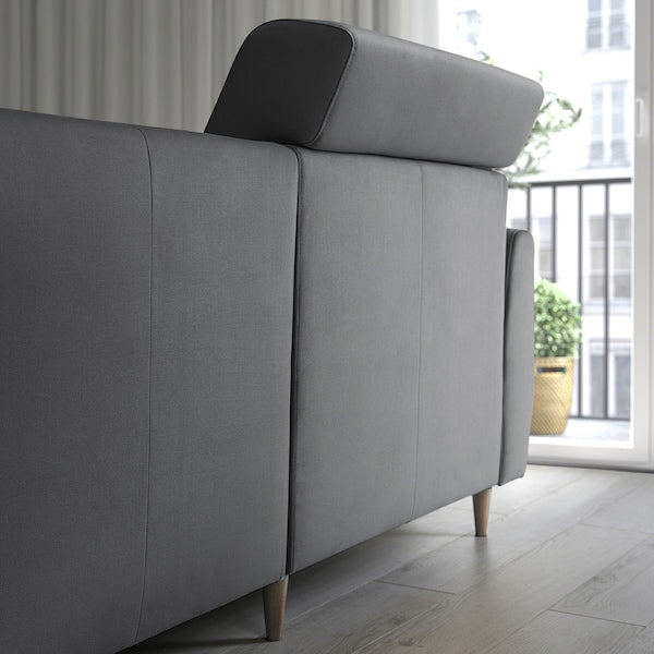 SLATORP - 4-seater sofa with chaise-longue, Hakebo dark gray