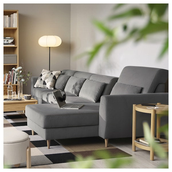 SLATORP - 4-seater sofa with chaise-longue, Hakebo dark gray