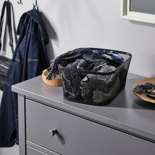 SLÅTTERÄNG storage basket, anthracite, 25x32x15 cm