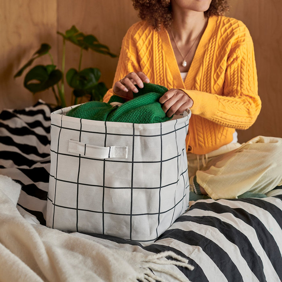 SLÅTTERVALL storage basket, textile, 32x35x32 cm
