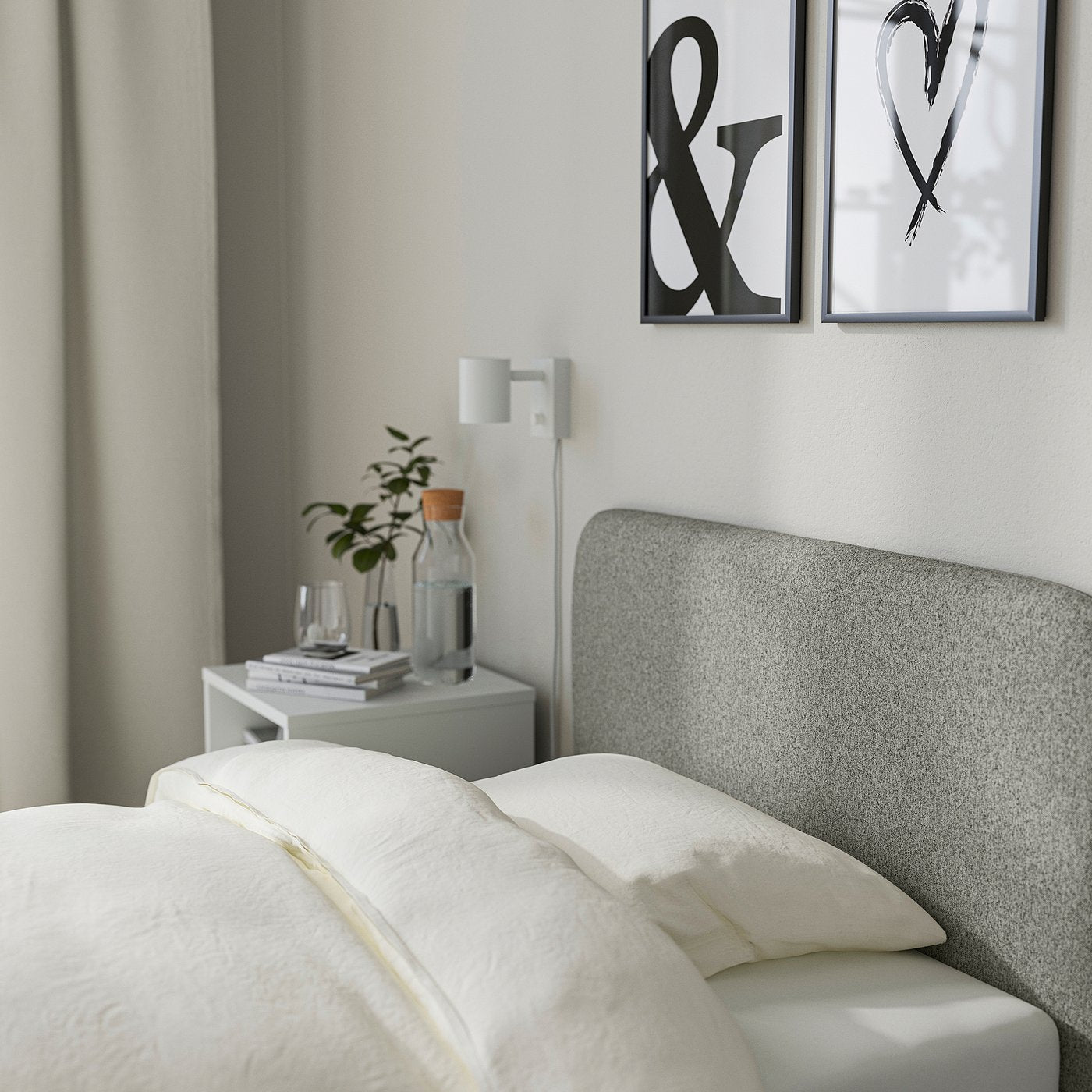SLATTUM slipcover for headboard, Öreryd grey/beige, 90 cm
