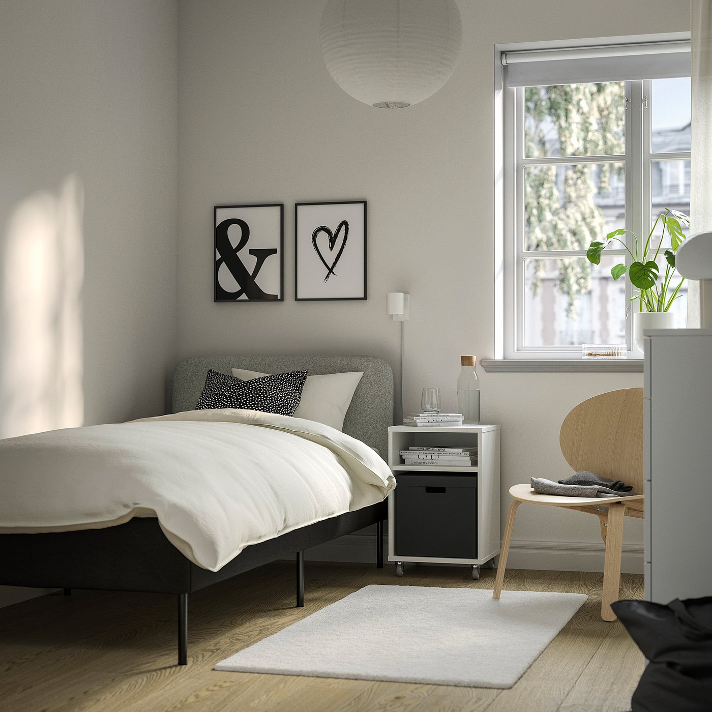 SLATTUM slipcover for headboard, Öreryd grey/beige, 90 cm