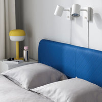 SLATTUM - Upholstered bed frame, Knisa bright blue,160x200 cm