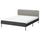 SLATTUM upholstered bed frame, Vissle dark grey/incl slipcover for headboard Öreryd grey/beige, 140x200 cm