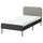 SLATTUM upholstered bed frame, Vissle dark grey/incl slipcover for headboard Öreryd grey/beige, 90x200 cm