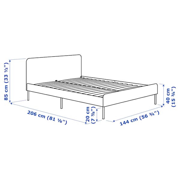 Ikea SLATTUM - Upholstered bed frame, Vissle dark grey,140x200 cm